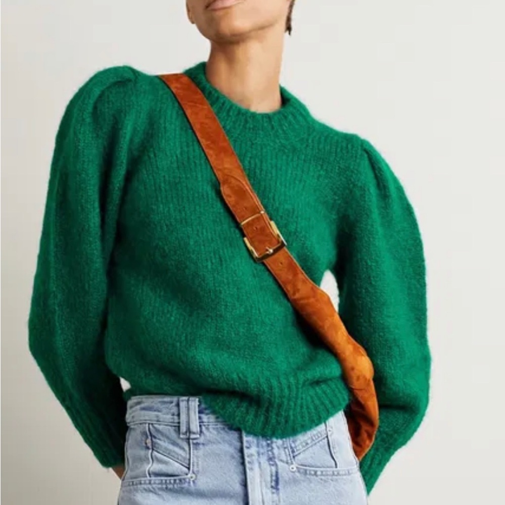 Isabel Marant Emerald Green Puff-Sleeve Sweater